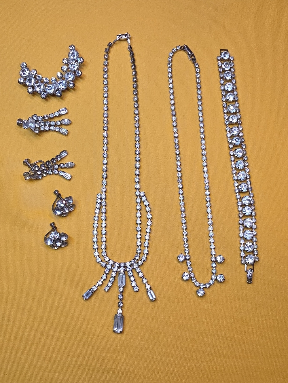 Hollywood Regency ▪︎  Vintage ▪︎ Clear Rhinestone ▪︎ 6-Piece Statement Set